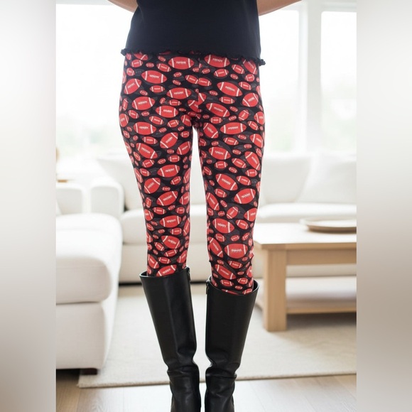 OS NEW Womens Football Leggings NFL Super Bowl Buttery Soft Yoga Pants - Picture 8 of 11
